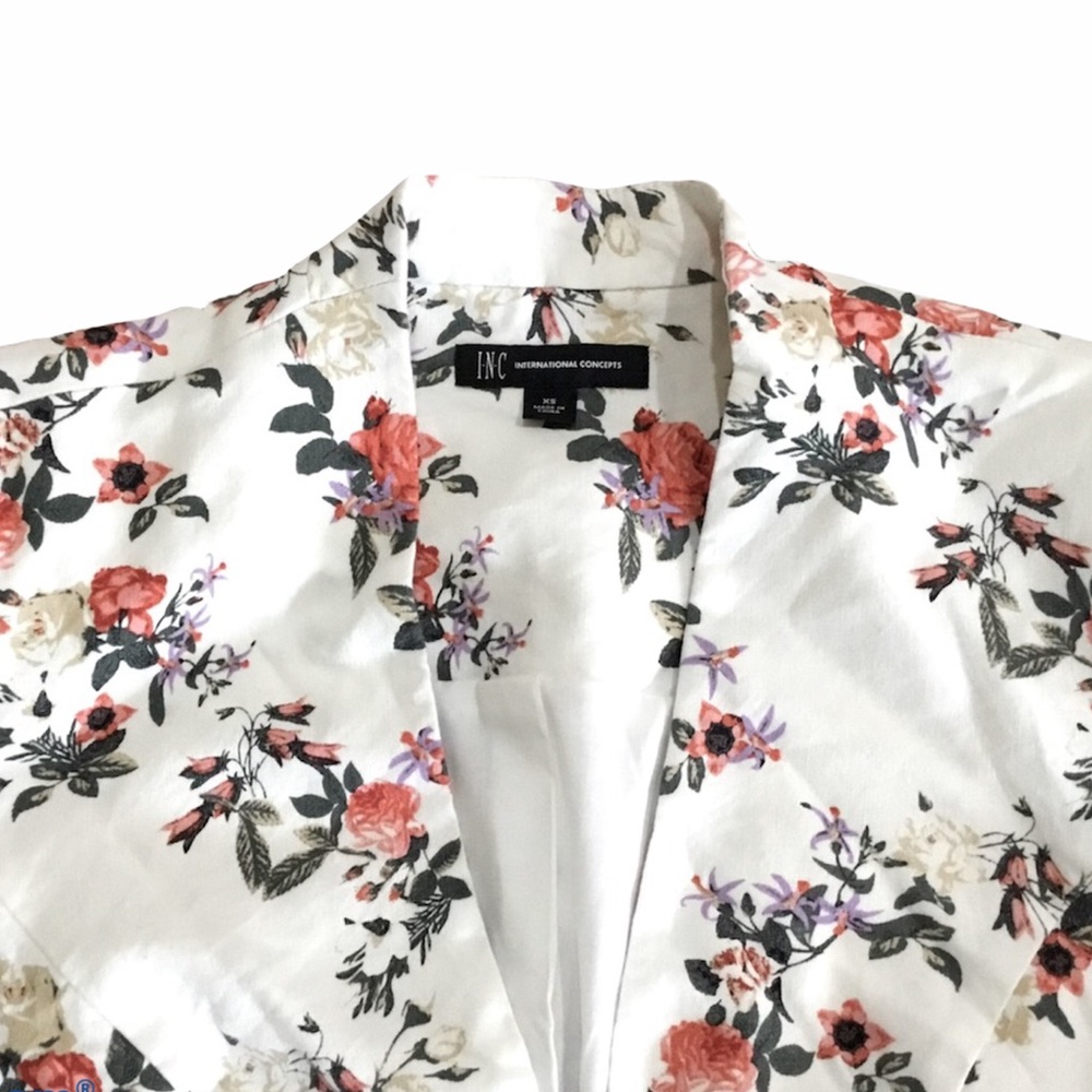 NWOT Inc Linen Blend Rose Floral Blazer  Closeout - Picture 5 of 11